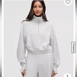 Lululemon White Sweatshirt Crop Half-zip